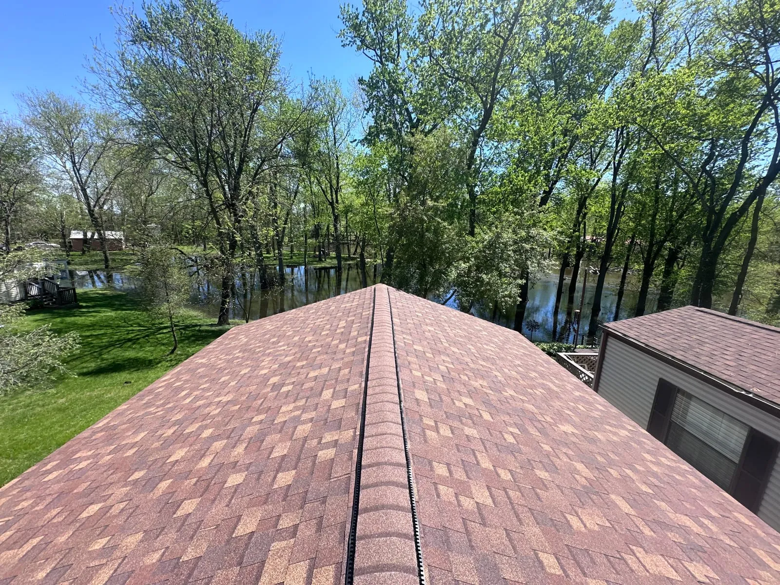 Warm brown dimensional shingle roof seen from above